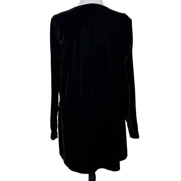 Free People Dress Velvet Cross Stitch Embroidered Long Sleeve Black Multi Sz‎ S - Picture 2 of 10